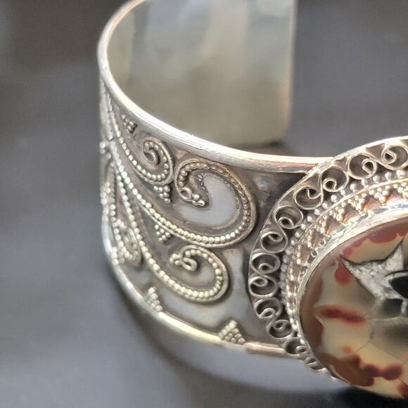 Colorful Earth Sterling Silver Polychrome Jasper Cuff Bracelet - Picture 6 of 9